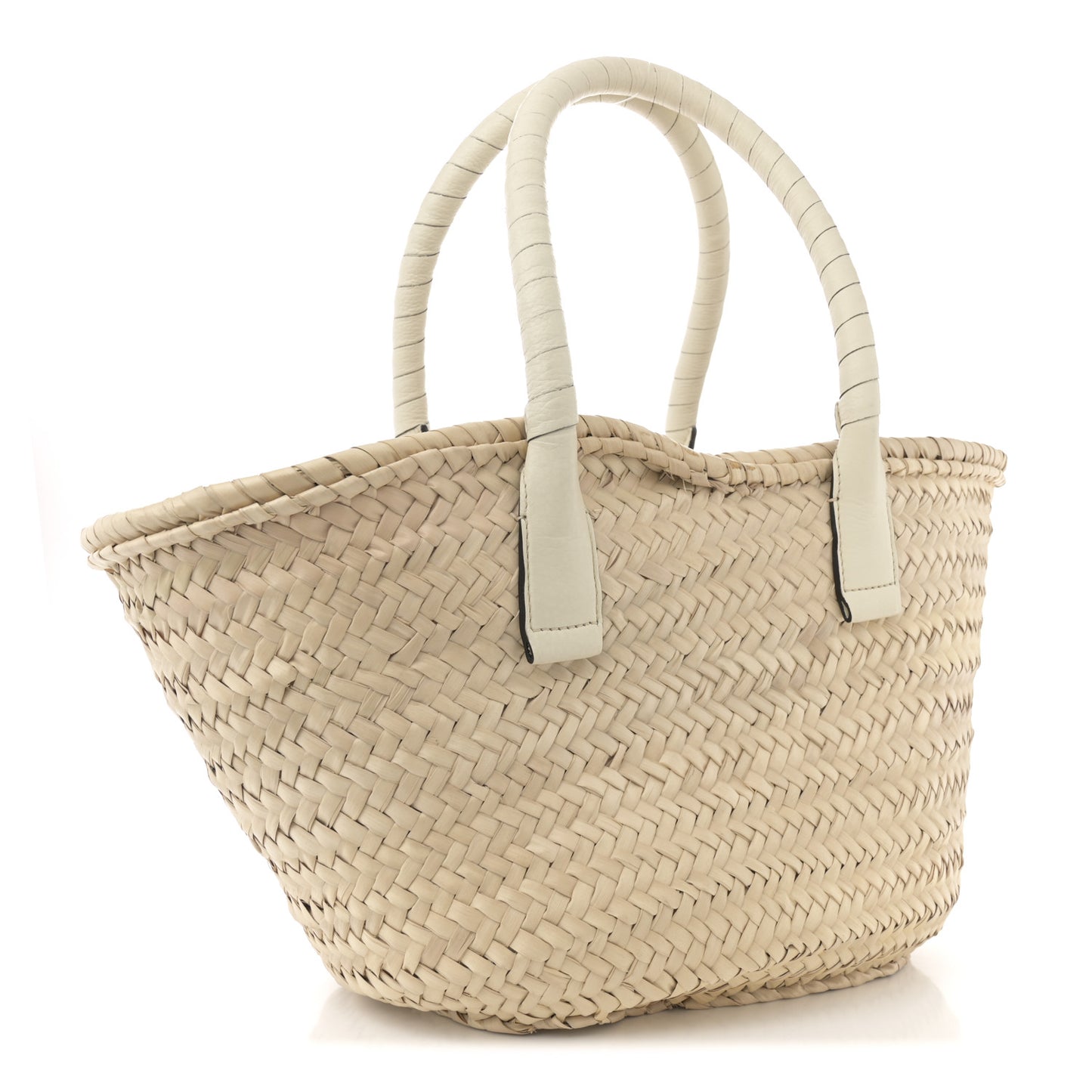 Raffia Grain Calfskin Medium Marcie Basket White