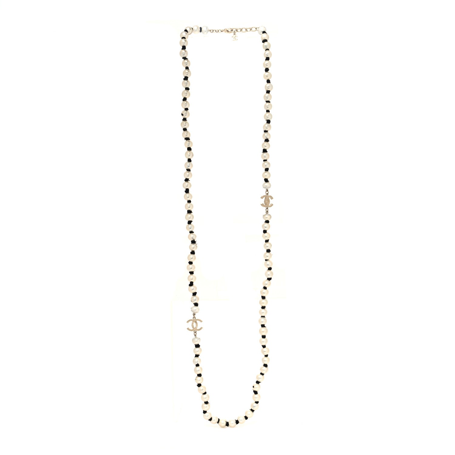 Chanel Pearl Grosgrain CC Long Necklace Gold 3 of 5