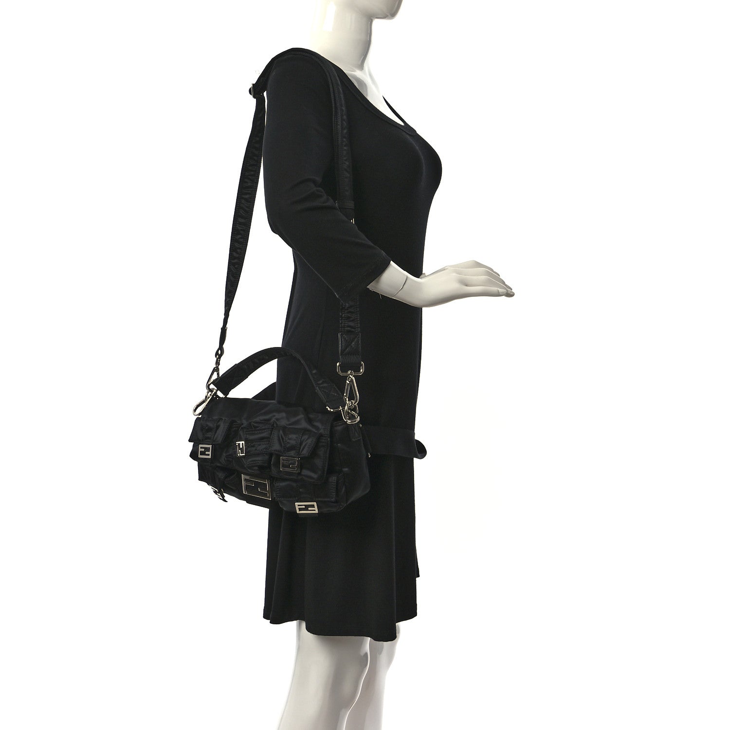 Fendi Econyl Cuoio Romano Multipocket Baguette Black 2 of 9