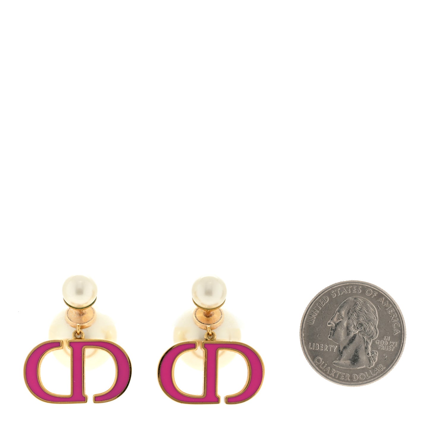 Pearl Enamel Tribal CD Drop Earrings Gold White Pink