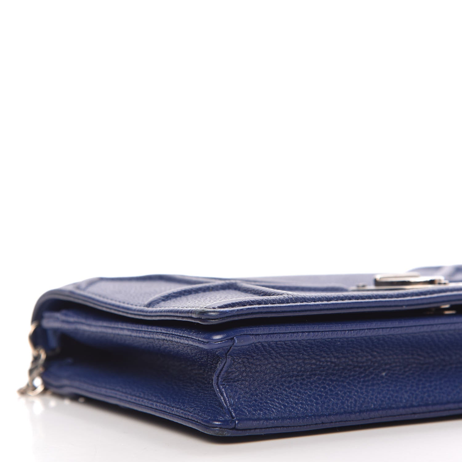 Christian Dior Grained Calfskin Diorama Wallet on Chain Pouch Blue 6 of 12