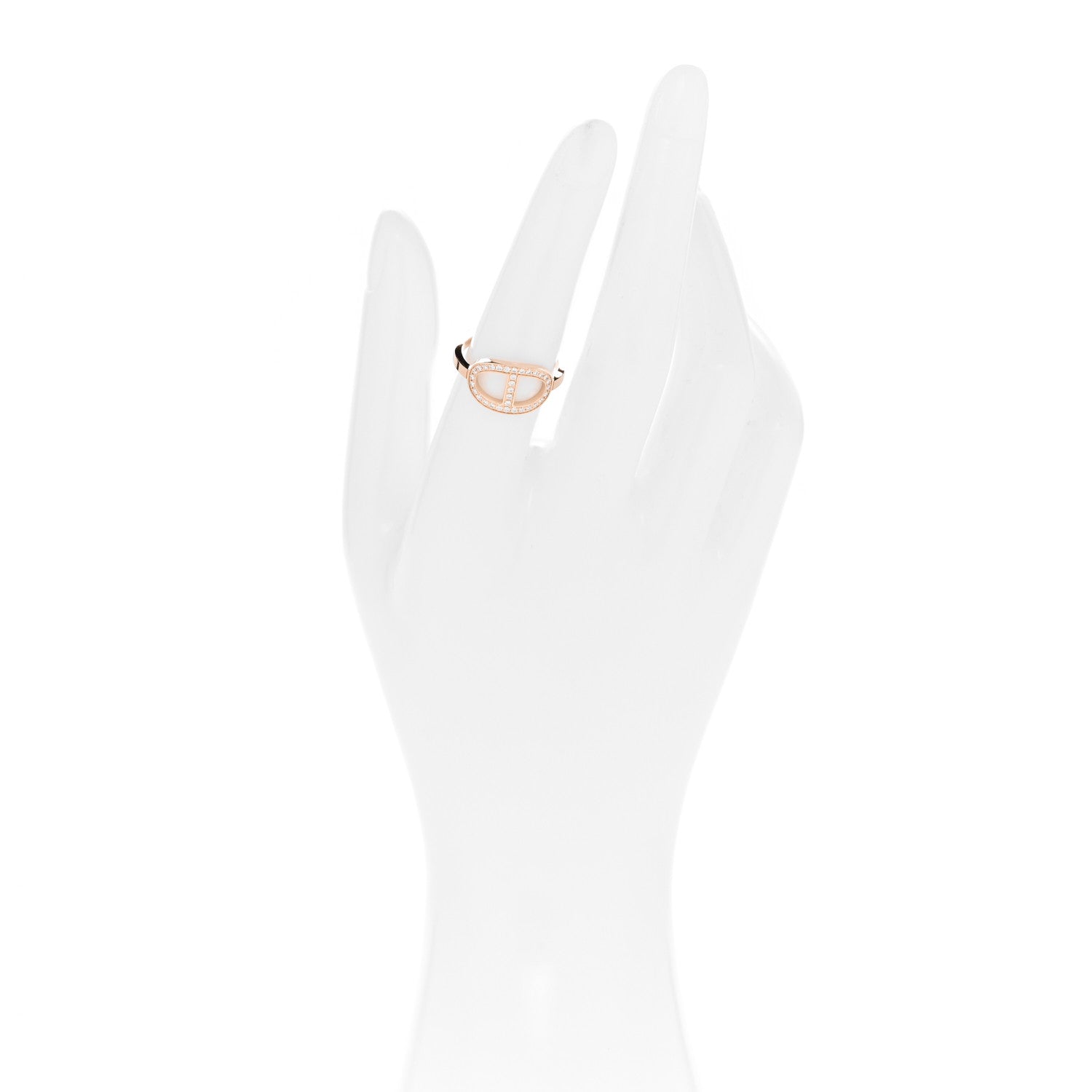 Hermes 18K Rose Gold Diamond MM Chaine d'Ancre Contour Ring 53 6.5 2 of 5
