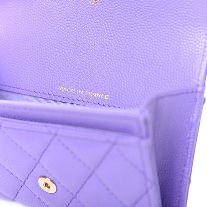 Chanel Caviar Quilted Flap Card Holder Wallet Purple 7 of 9