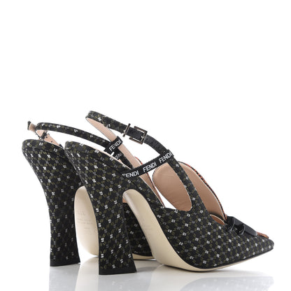 Fendi Fabric Jacquard Ffreedom Slingback Pumps 37.5 4 of 8