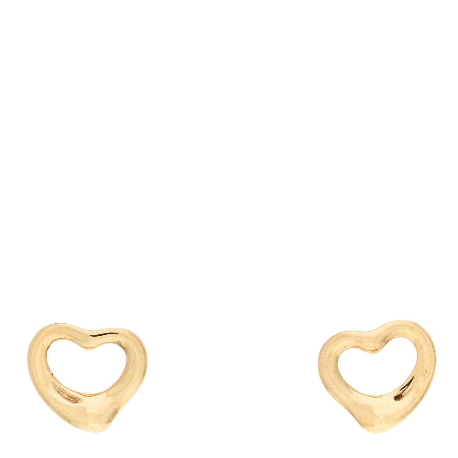 Tiffany 18K Yellow Gold 11mm Elsa Peretti Open Heart Earrings 1 of 4