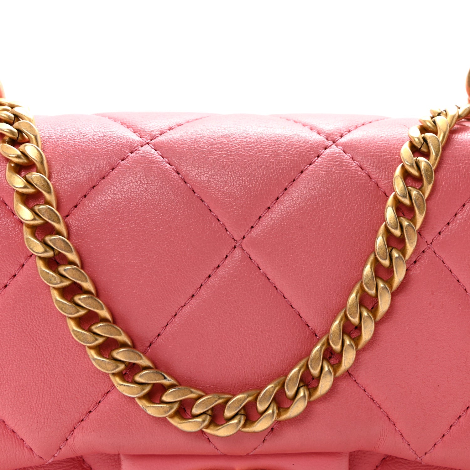 Chanel Lambskin Enamel Quilted Pending CC Mini Square Flap Pink 8 of 10