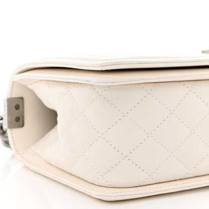 Chanel Lambskin Quilted Chevron Medium Boy Flap White 9 of 11
