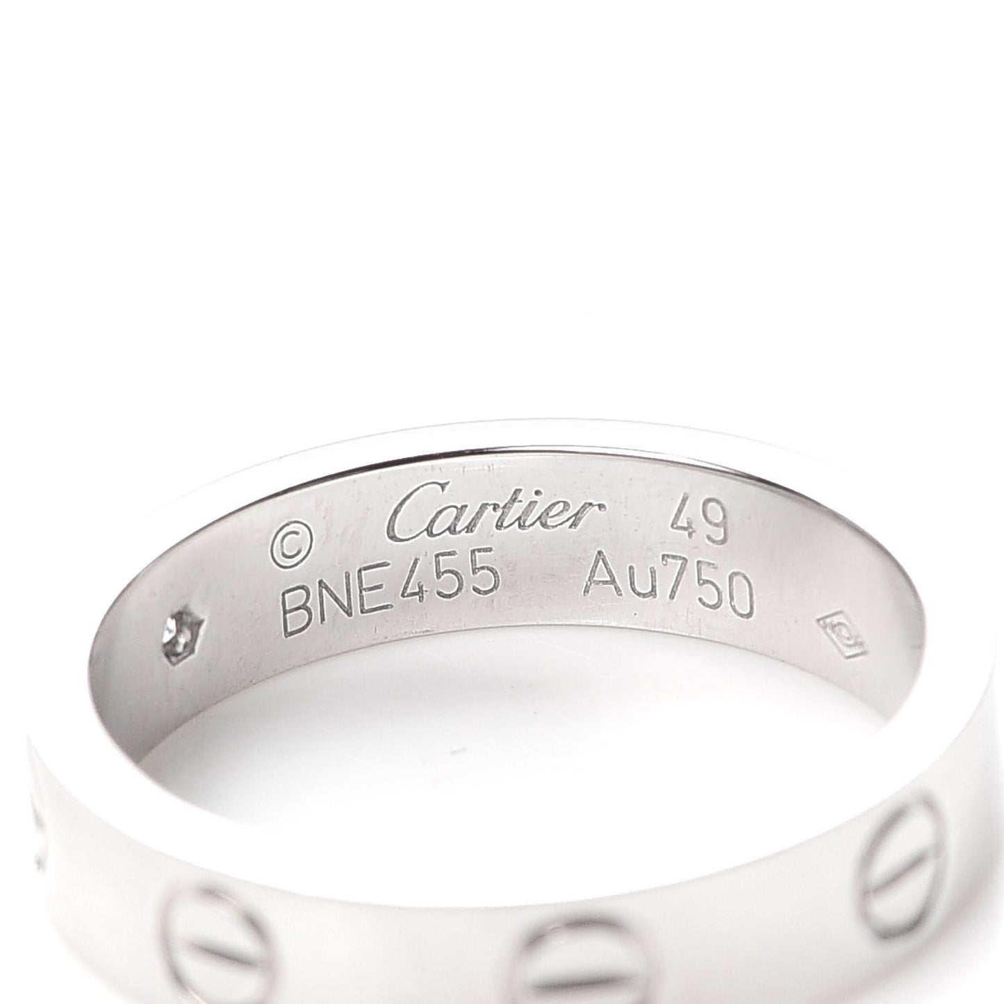 18K White Gold Diamond 4mm LOVE Wedding Band Ring 49 4.75