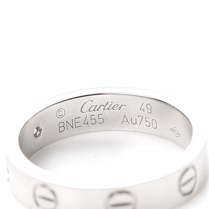 Cartier 18K White Gold Diamond 4mm LOVE Wedding Band Ring 49 4.75 4 of 5