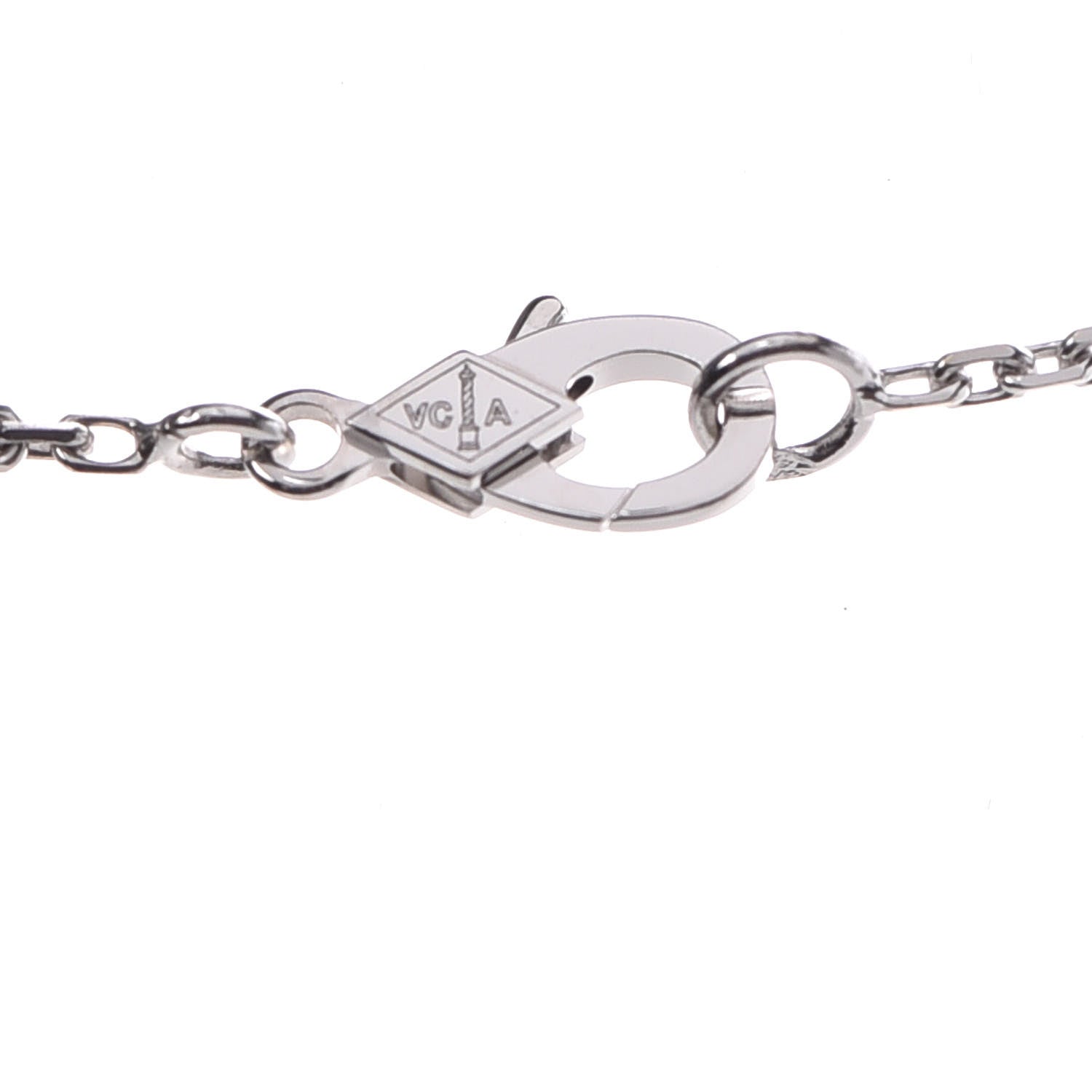 Van Cleef & Arpels 18K White Gold Diamond Small Lotus Pendant Necklace 6 of 8