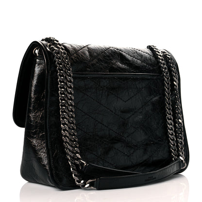 Saint Laurent Crinkled Calfskin Matelasse Monogram Medium Niki Chain Satchel Black 3 of 11
