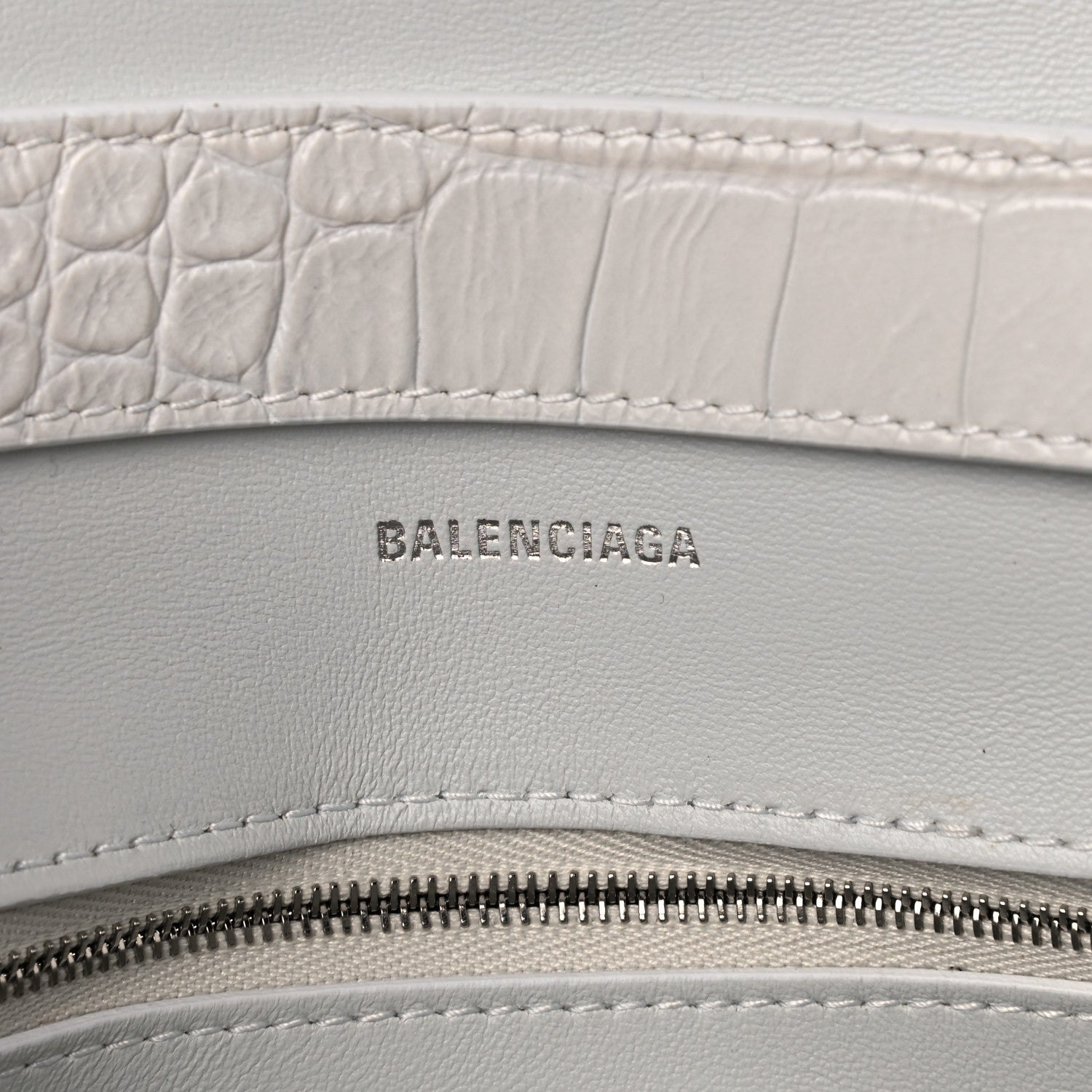 Balenciaga Extra Supple Calfskin Crocodile Embossed XS Downtown Shoulder Bag White 6 of 13