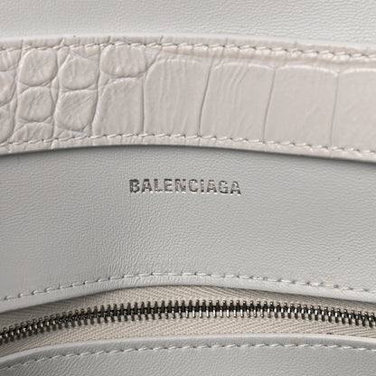 Balenciaga Extra Supple Calfskin Crocodile Embossed XS Downtown Shoulder Bag White 6 of 13