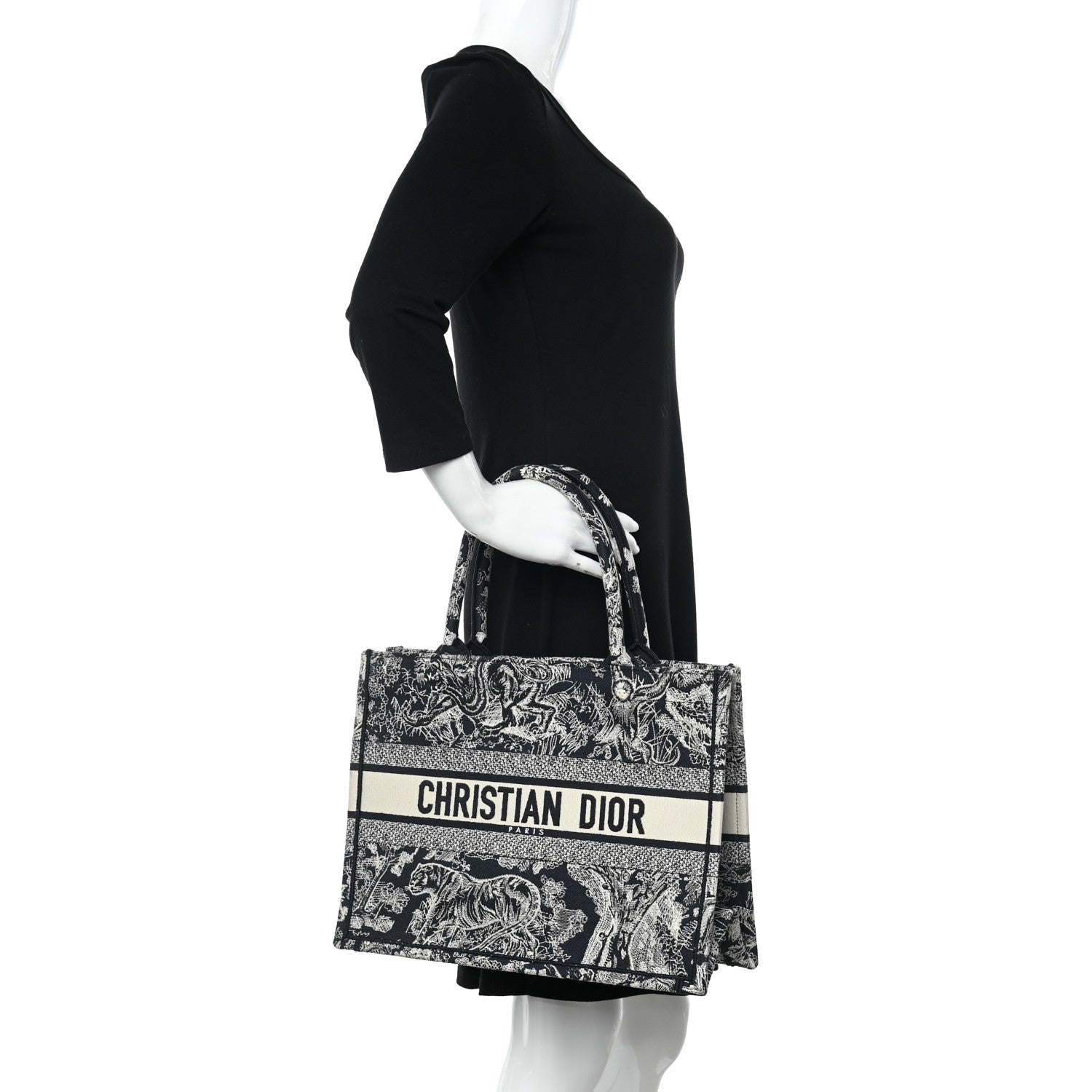 Christian Dior Canvas Embroidered Medium Toile De Jouy Reverse Book Tote Blue 2 of 10