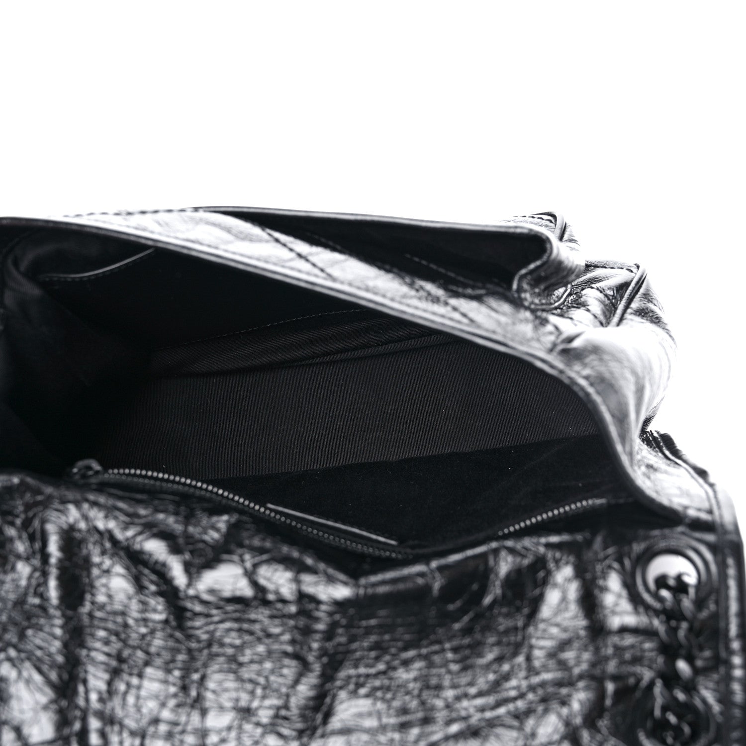 Saint Laurent Crinkled Calfskin Matelasse Monogram Medium Niki Chain Satchel Black 5 of 9