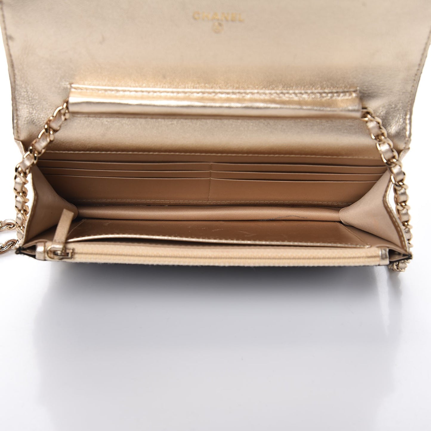 Satin Diamond Stitch Wallet On Chain WOC Black Gold