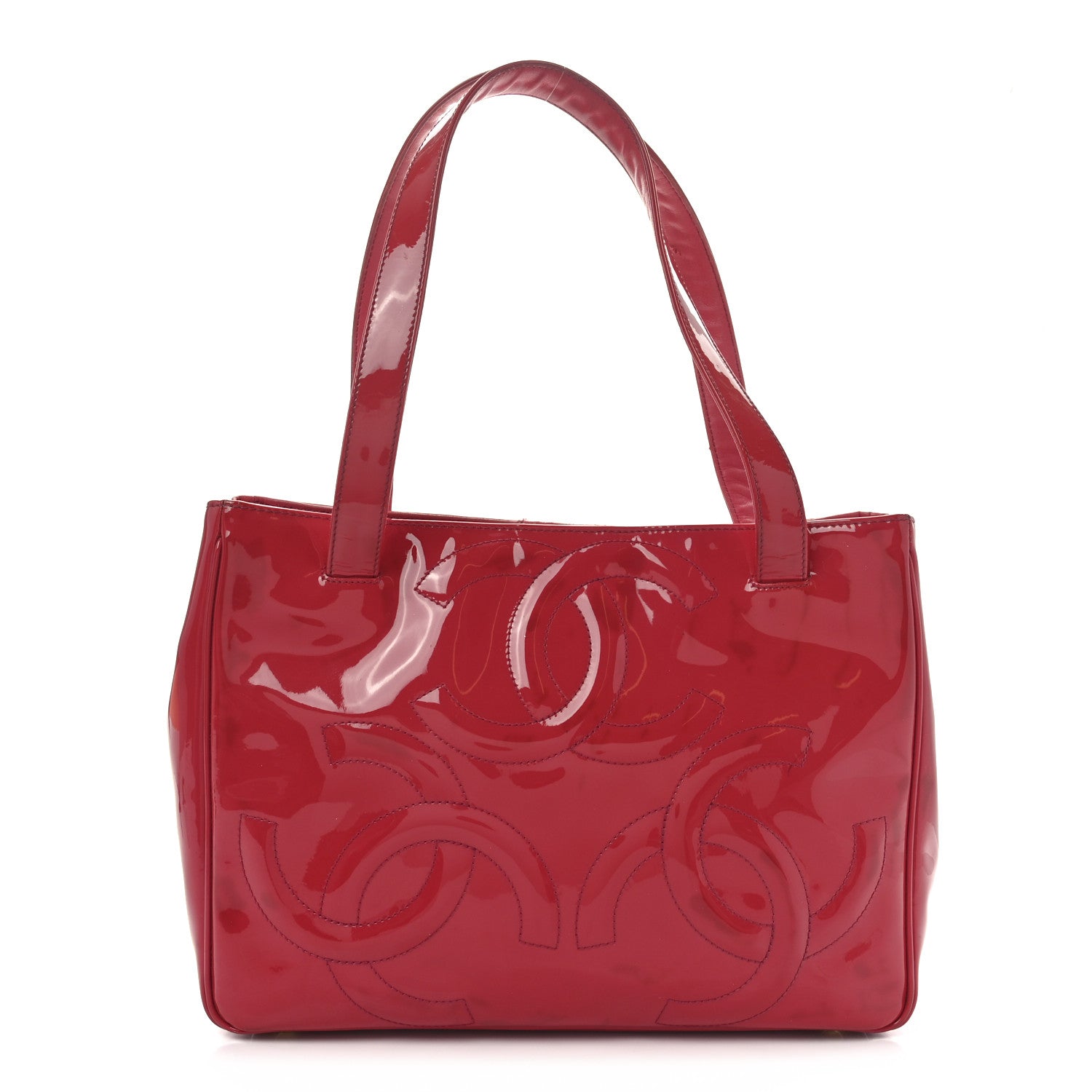 Chanel Patent CC Mini Tote Red 1 of 12