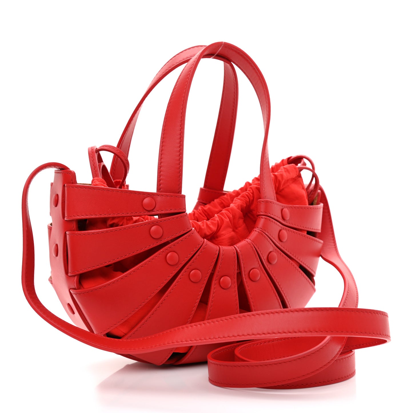French Calfskin Small Shell Bag Chili Tomato