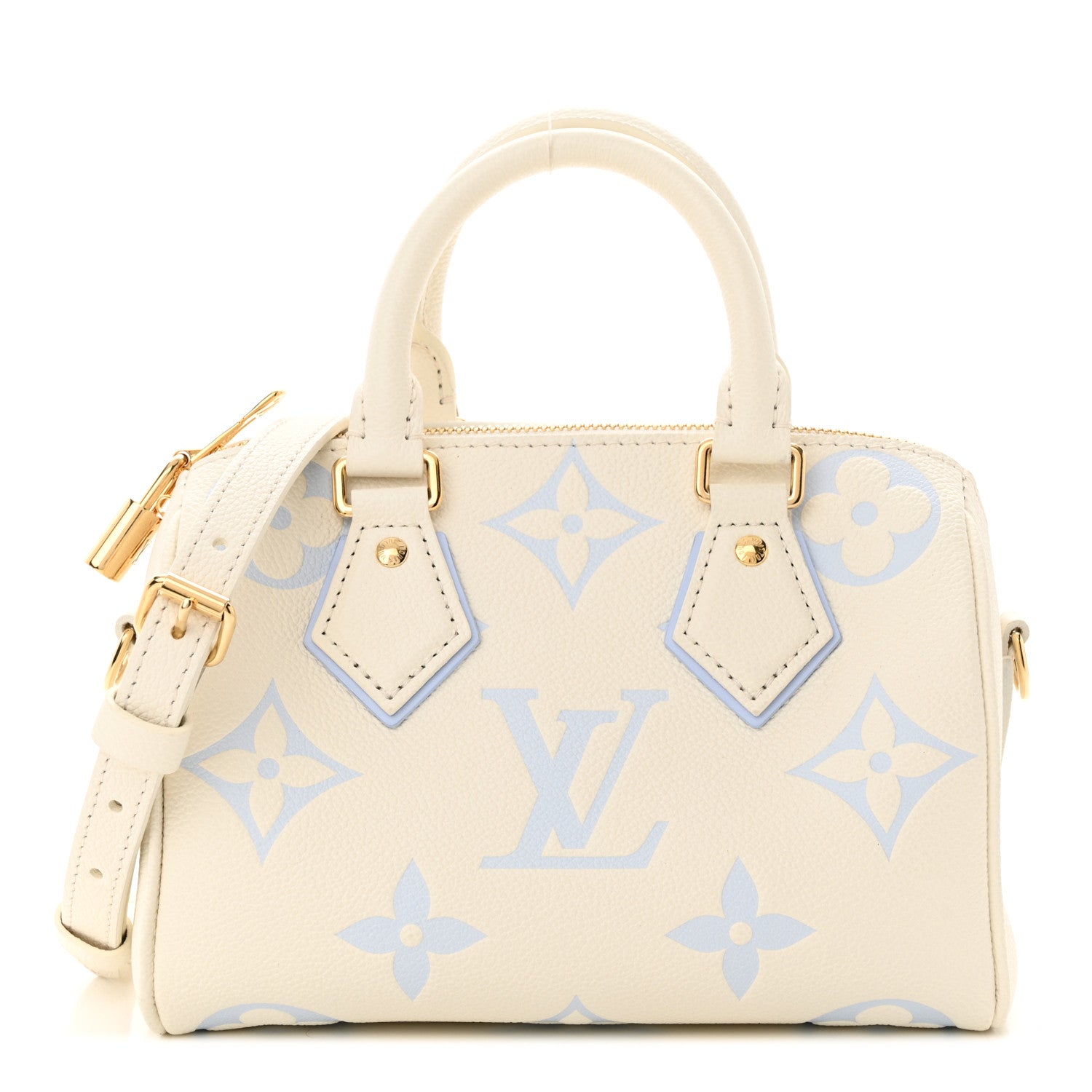 Louis Vuitton Empreinte Monogram Giant Speedy Bandouliere 20 Latte Candy Blue 1 of 11