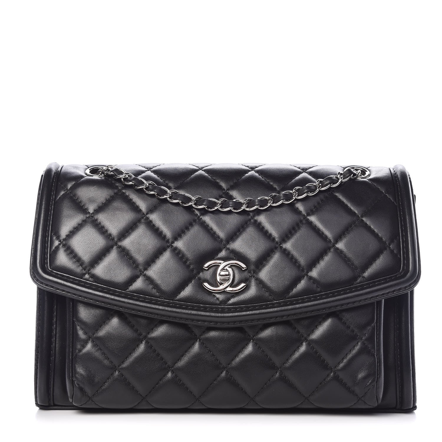Chanel Lambskin Quilted Large Geometric Flap Black 1 of 11