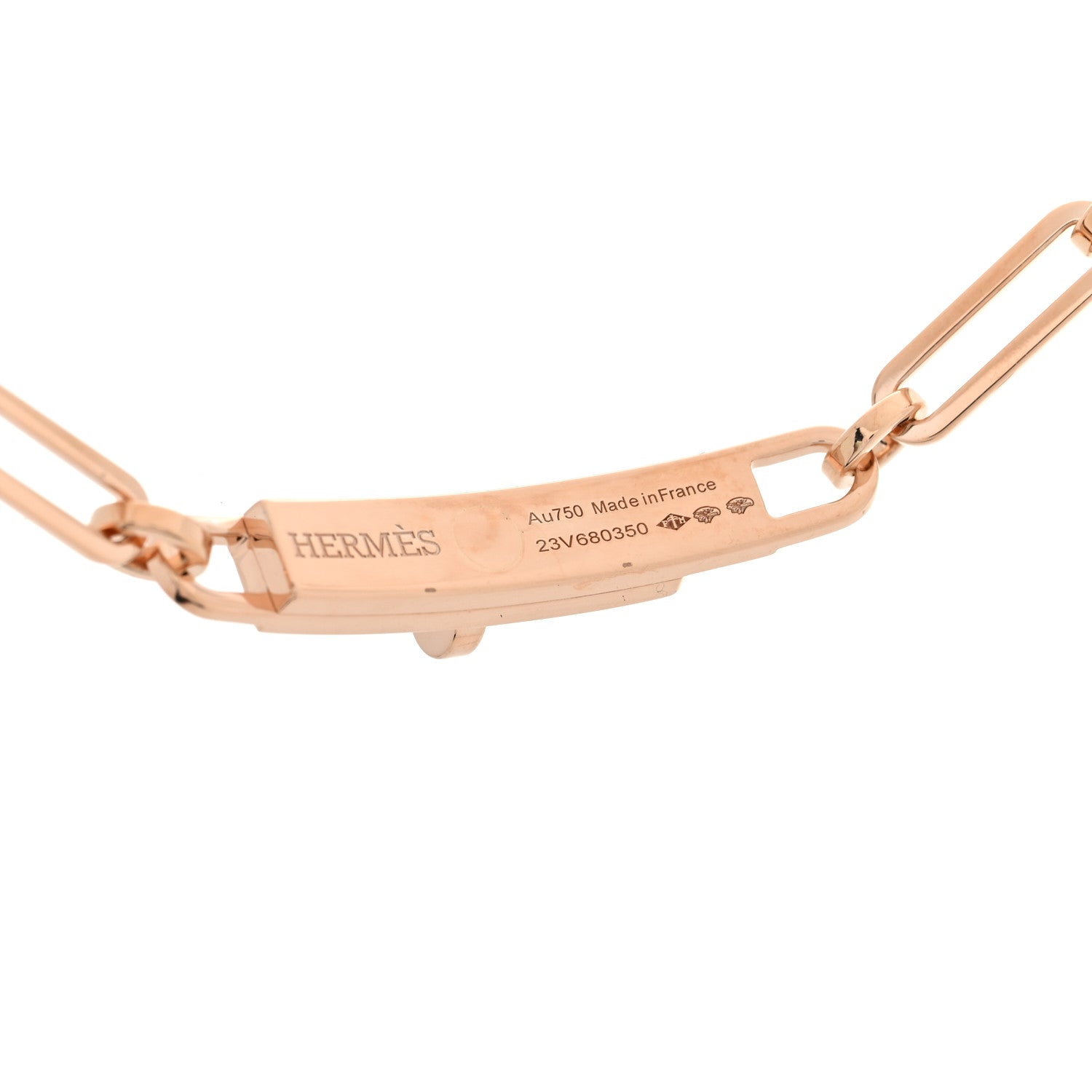 Hermes 18K Rose Gold Diamond Pave Kelly Chaine Choker Necklace 5 of 6