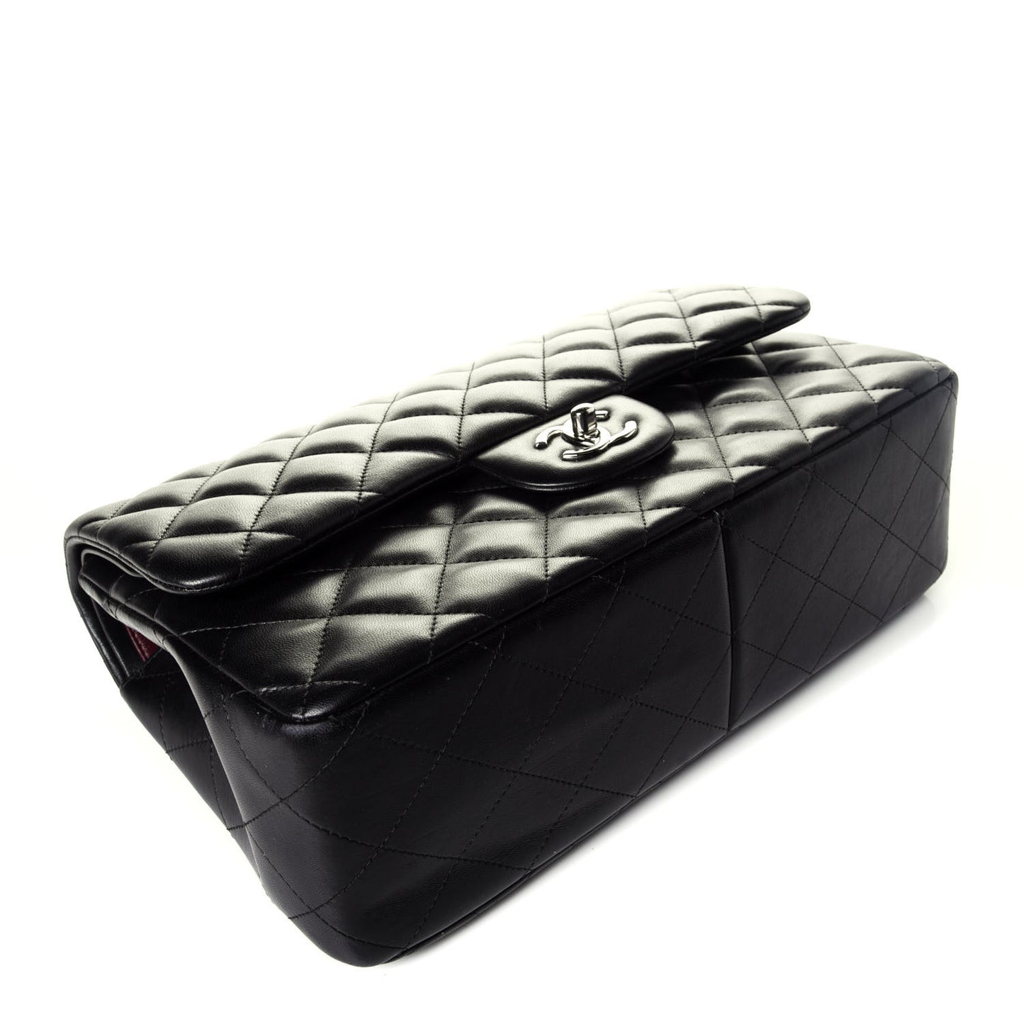 Lambskin Quilted Jumbo Double Flap Black