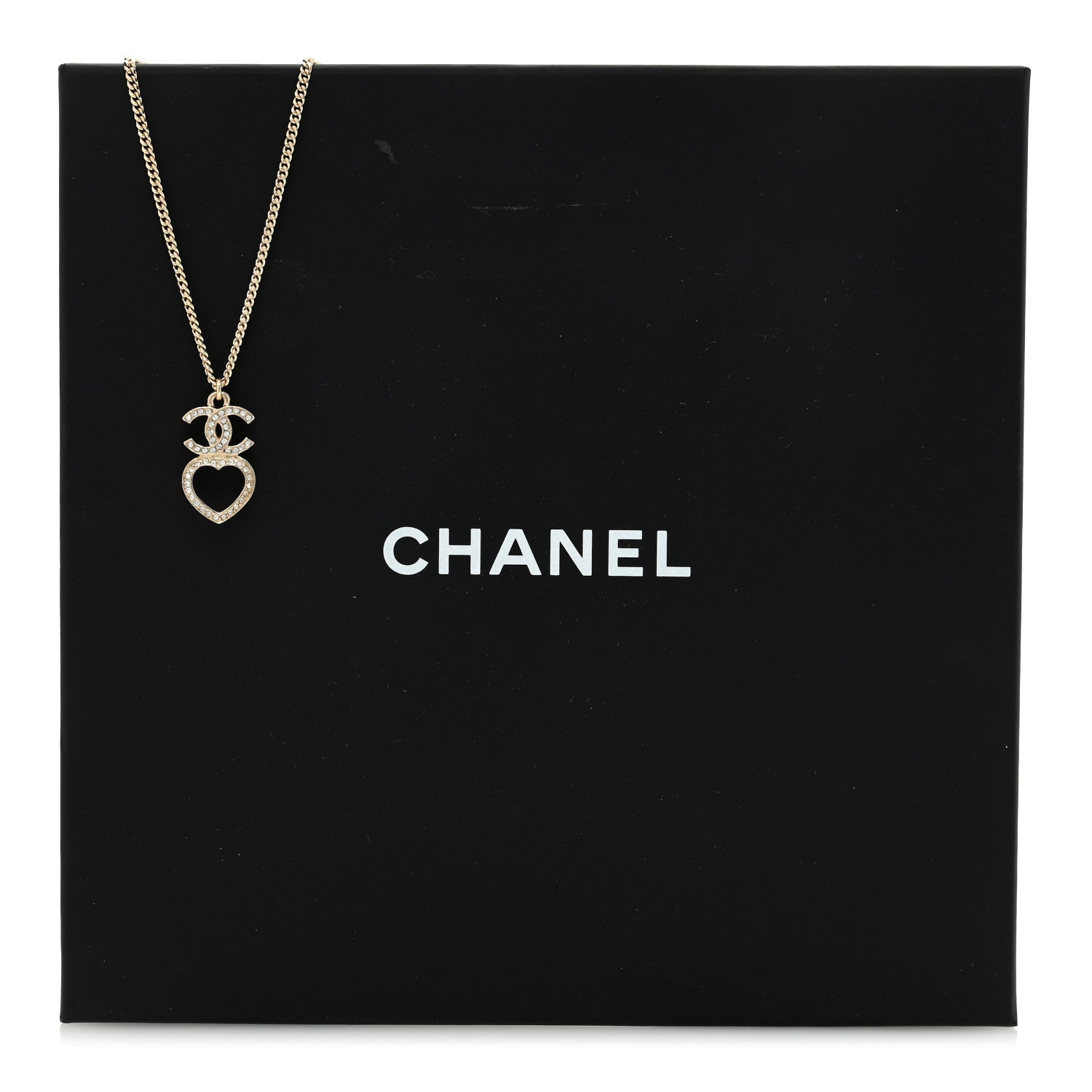 Chanel Crystal Pearl CC Heart Necklace Gold 5 of 5