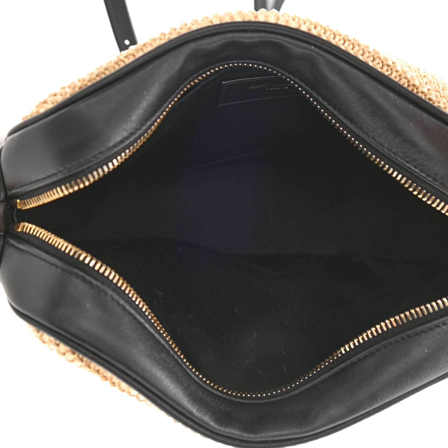 Saint Laurent Raffia Canvas Monogram Lou Camera Bag Beige Black 5 of 9