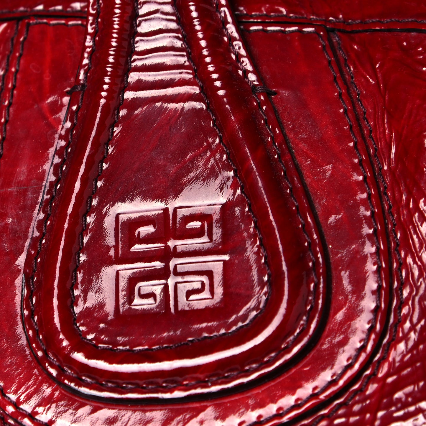 Crinkled Patent Calfskin Medium Nightingale Red