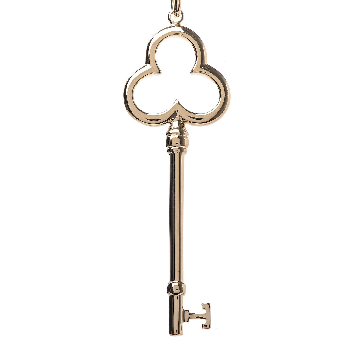 18K Yellow Gold Trefoil Key Pendant Necklace