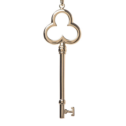 Tiffany 18K Yellow Gold Trefoil Key Pendant Necklace 4 of 5