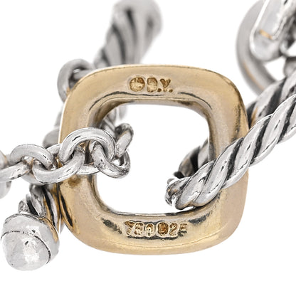 David Yurman Sterling Silver 18K Yellow Gold Figaro Chain Link Toggle Bracelet 3 of 3