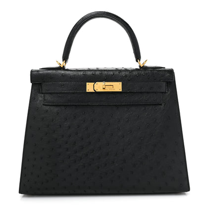 Hermes Ostrich Kelly Sellier 28 Black 1 of 17