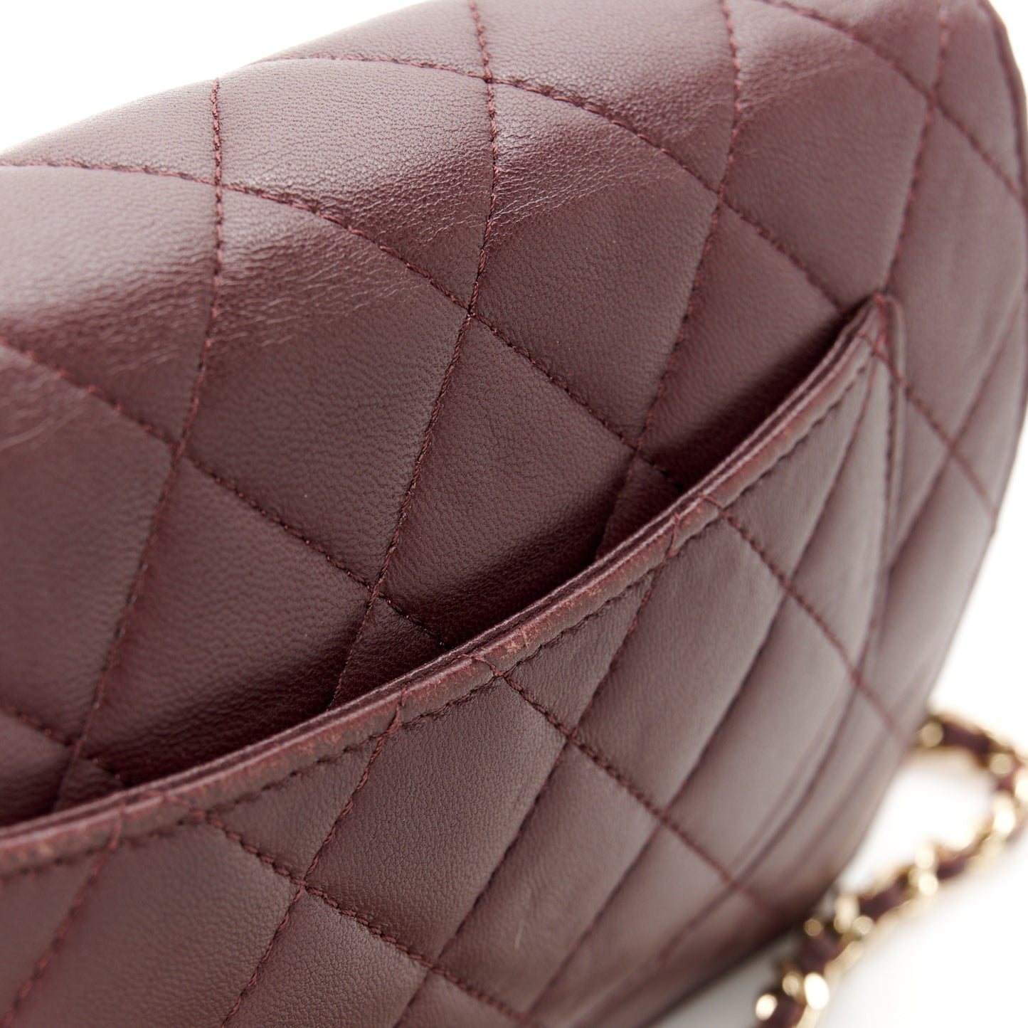 Lambskin Quilted Wallet On Chain WOC Burgundy