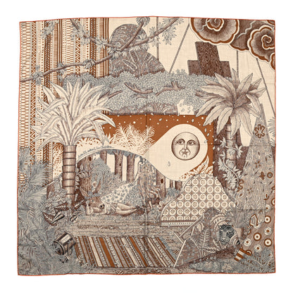 Hermes Cashmere Silk Acte III Scene I La Clairiere Shawl 140 Naturel Marron Noisette 1 of 6