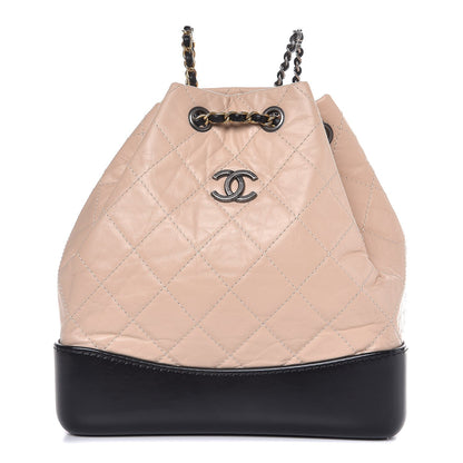Chanel Aged Calfskin Quilted Small Gabrielle Backpack Beige Black 1 of 8