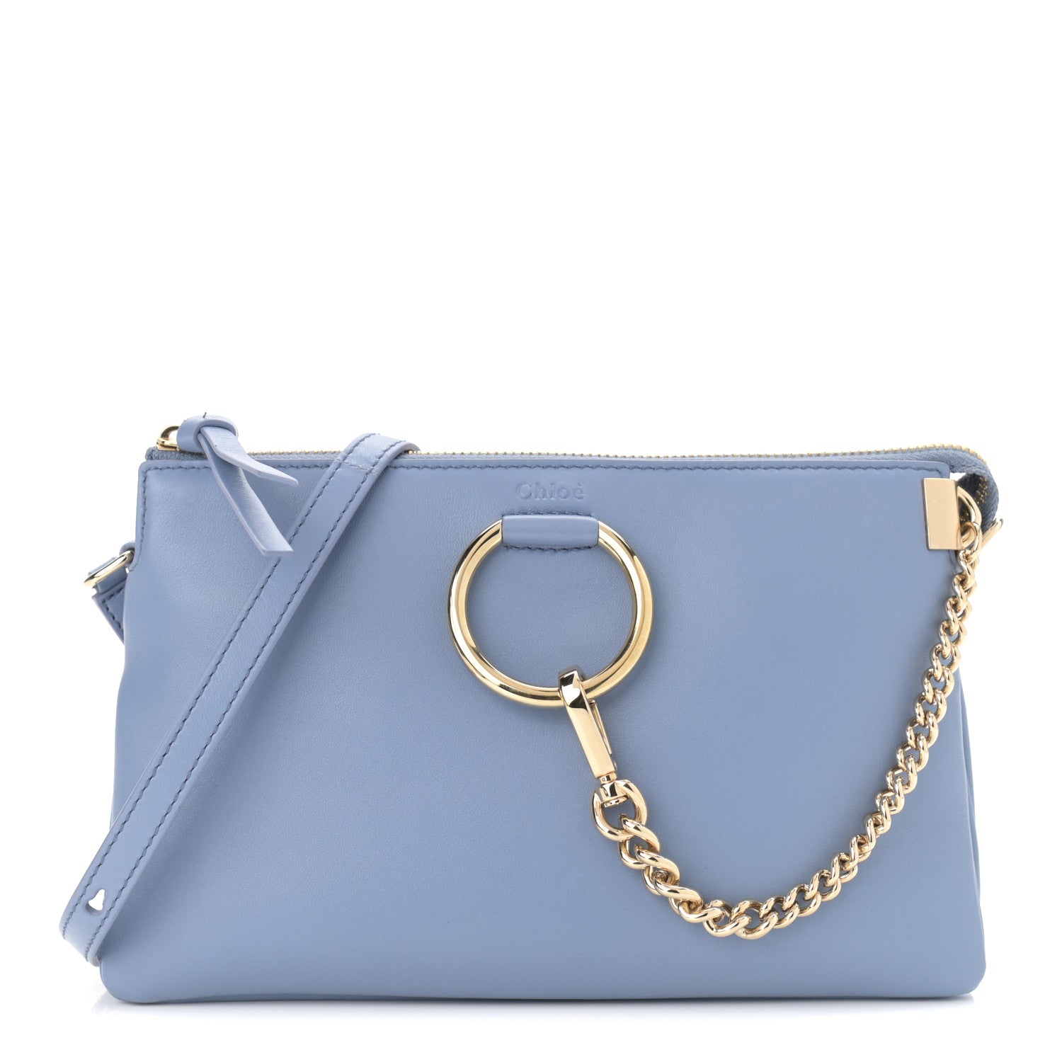 Chloe Supple Lambskin Small Faye Soft Zippered Shoulder Bag Gentle Blue 1 of 11