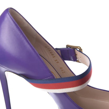 Gucci Malaga Kid Sylvie High Heel Pumps 39 Shine Purple 10 of 11