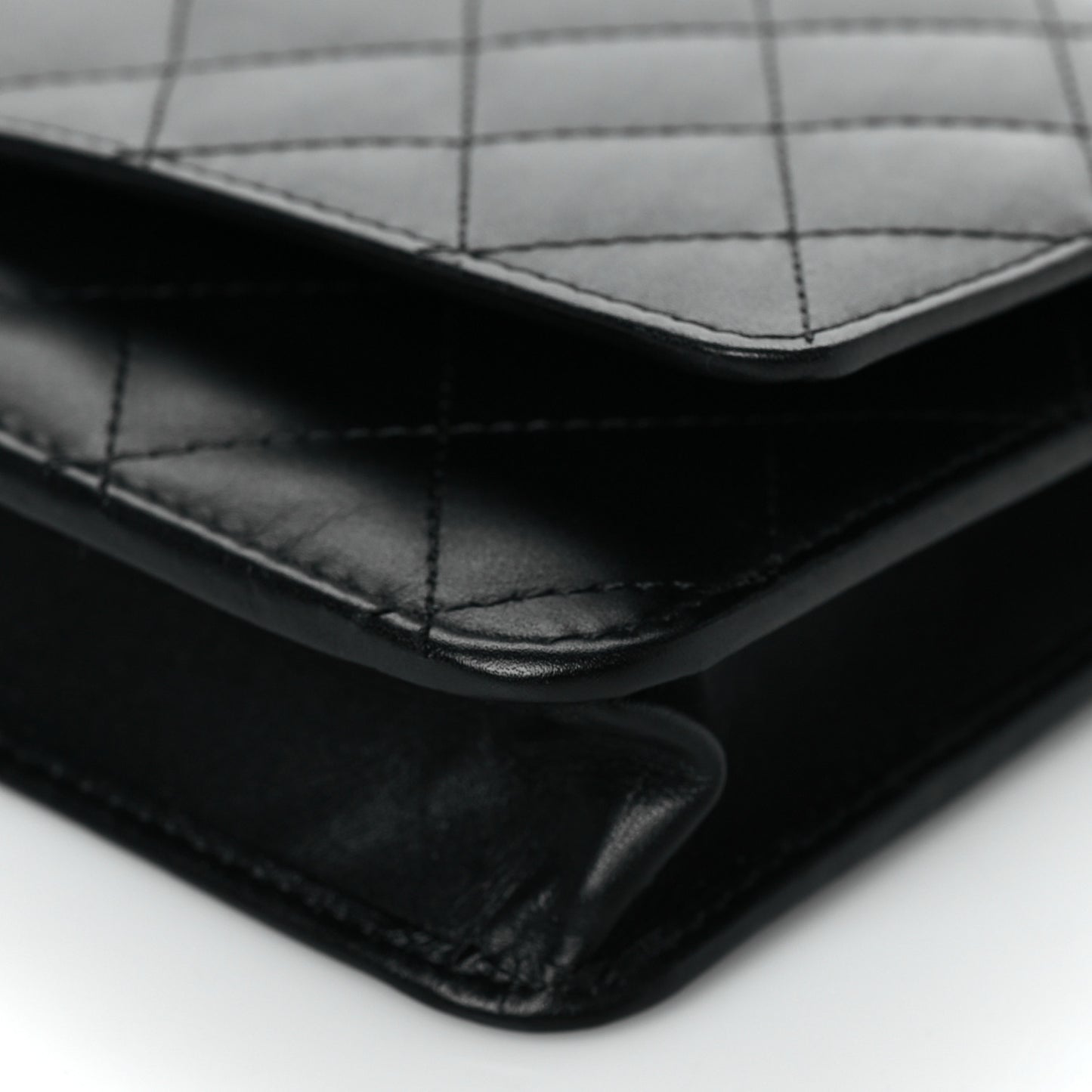 Calfskin Quilted Cambon Wallet On Chain WOC Black