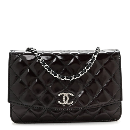 Chanel Patent Quilted Brilliant Wallet On Chain WOC Bordeaux Clair 1 of 11