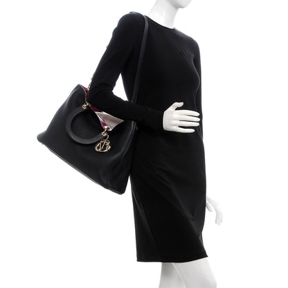 Christian Dior Bullcalf Large Diorissimo Tote Black Rose Indien 2 of 7