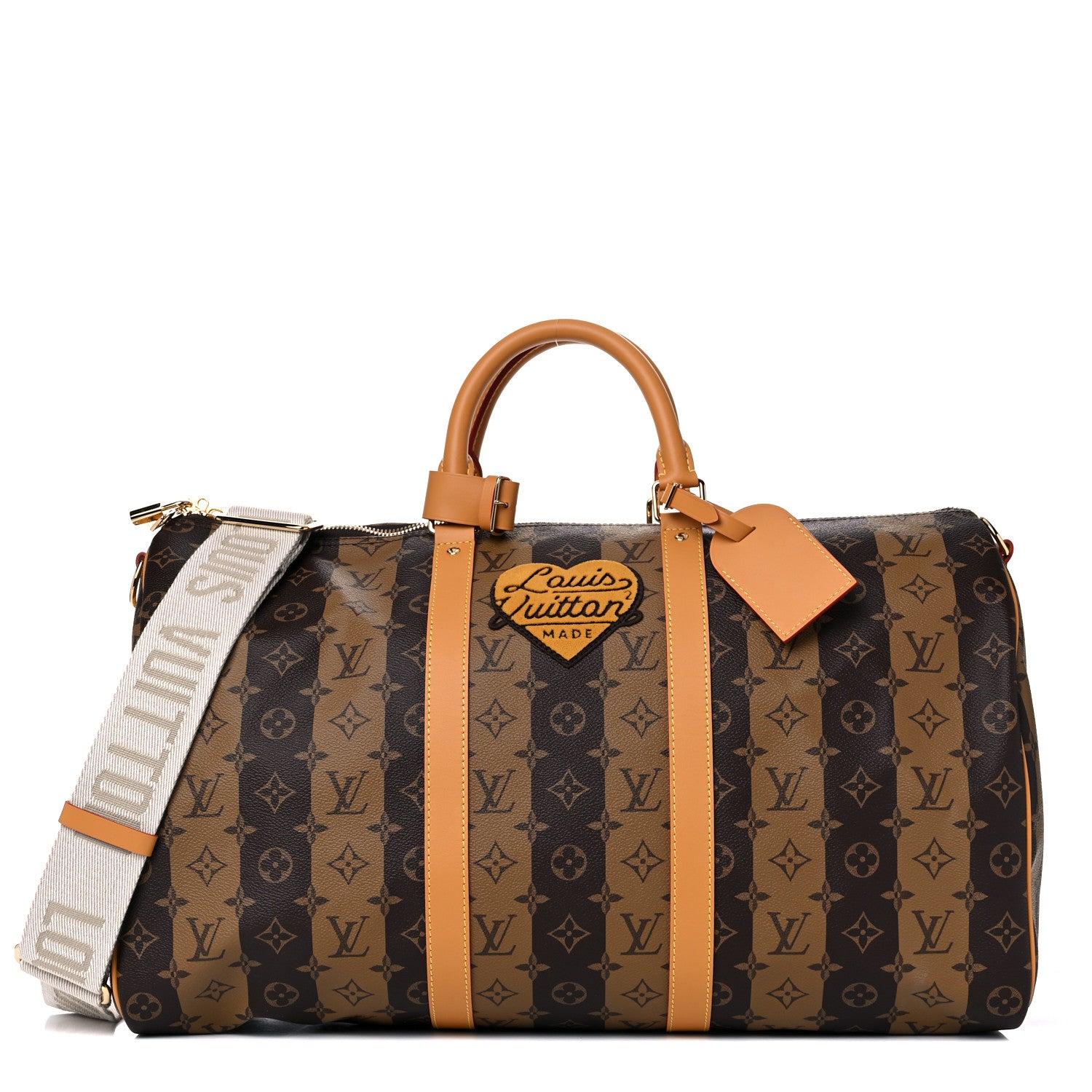 Louis Vuitton X NIGO Reverse Monogram Stripe Keepall Bandouliere 50 Brown 1 of 8