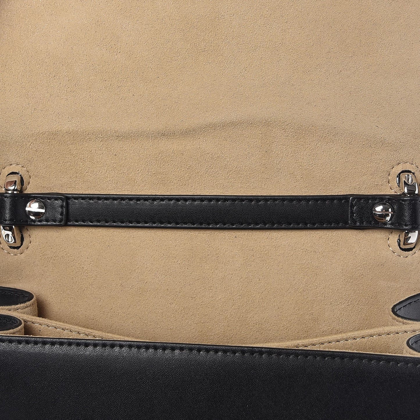 Vitello Liberty Pearl Scalloped Studded Small Kan I Shoulder Bag Black