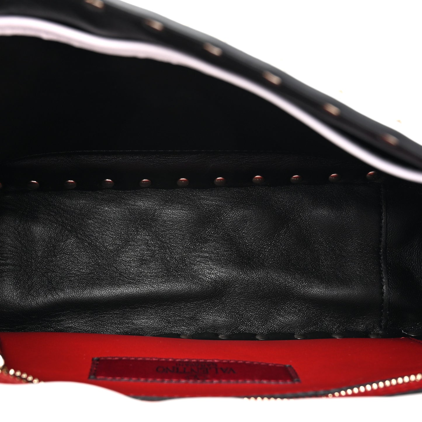 Lambskin VLTN Print Medium Rockstud Spike Shoulder Bag Optic White Black