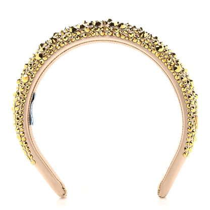 Prada Satin Crystal Embellished Headband Platino 1 of 7