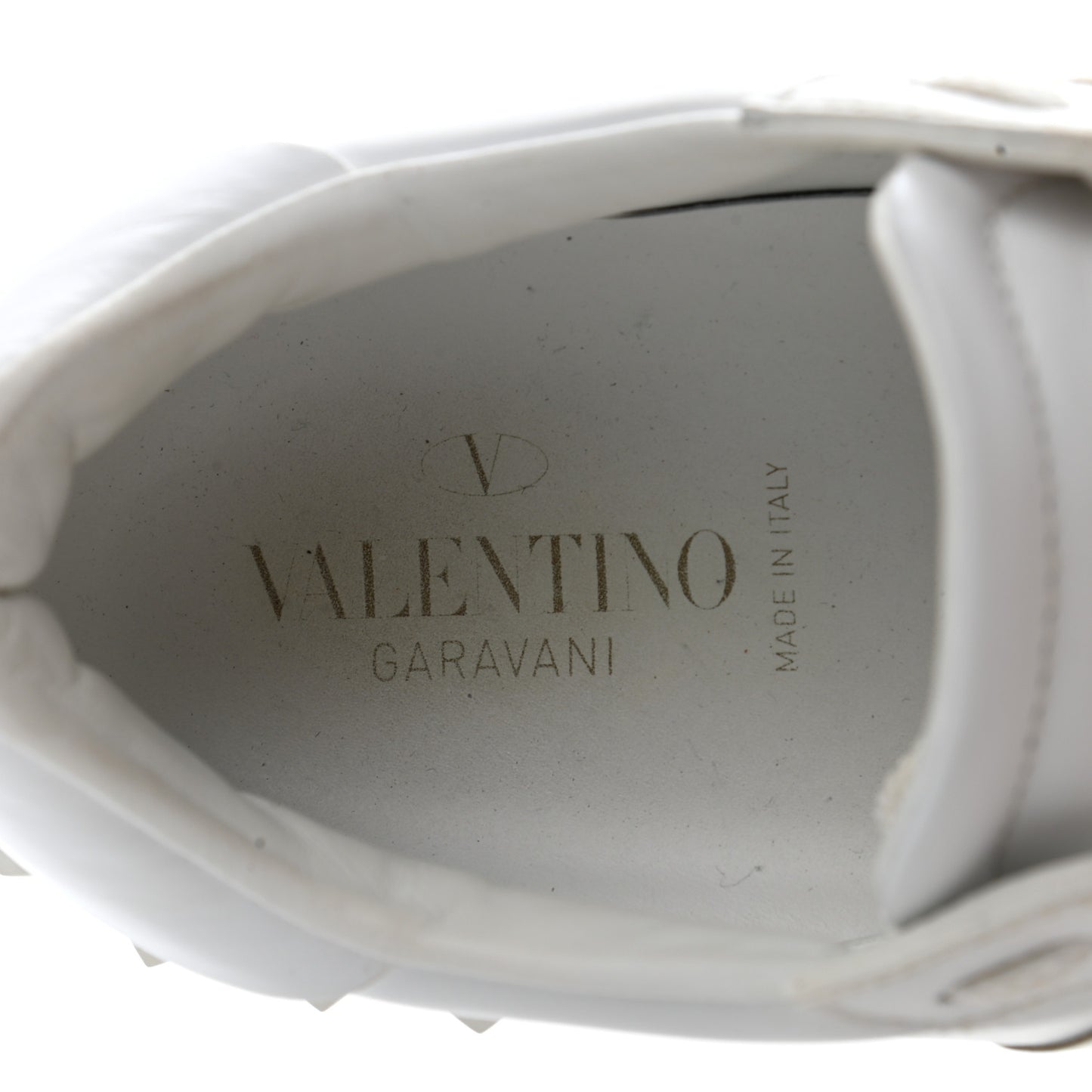 Calfskin Rockstud Open Sneakers 39.5 White Pewter