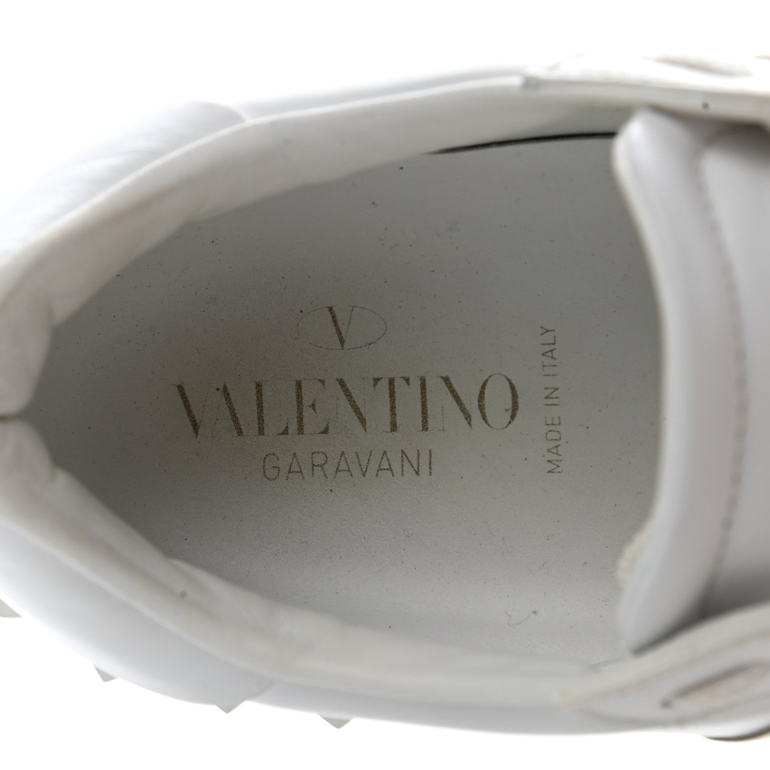 Valentino Garavani Calfskin Rockstud Open Sneakers 39.5 White Pewter 8 of 9