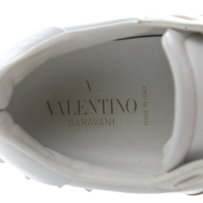 Valentino Garavani Calfskin Rockstud Open Sneakers 39.5 White Pewter 8 of 9