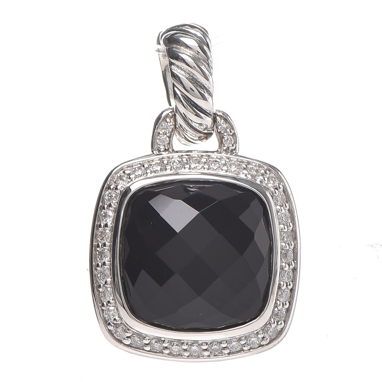 David Yurman Sterling Silver Diamond Black Onyx 11mm Albion Enhancer Pendant 1 of 5
