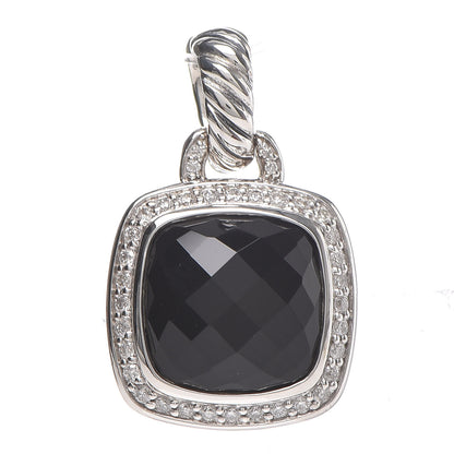 David Yurman Sterling Silver Diamond Black Onyx 11mm Albion Enhancer Pendant 1 of 5